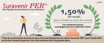 SURAVENIR PER<sup>(1)</sup> : LE RENDEMENT 2021 DU FONDS EN EUROS SURAVENIR PER<sup>(1)</sup> : LE RENDEMENT 2021 DU FONDS EN EUROS