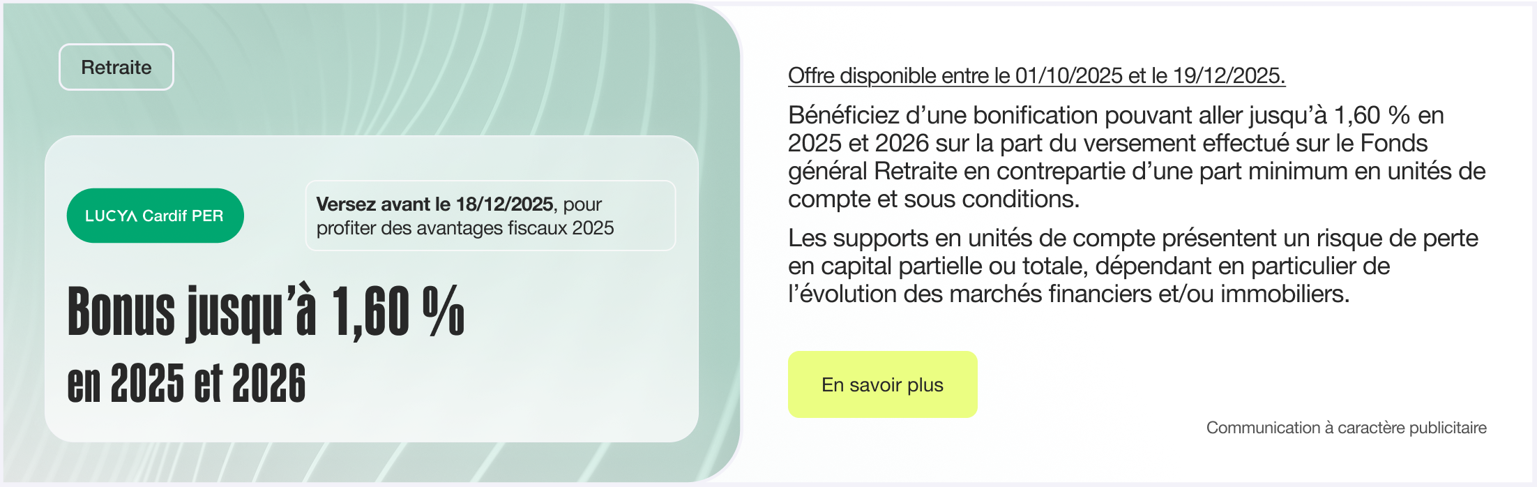 Assurance vie en ligne :Offre Bonus Lucya Cardif PER