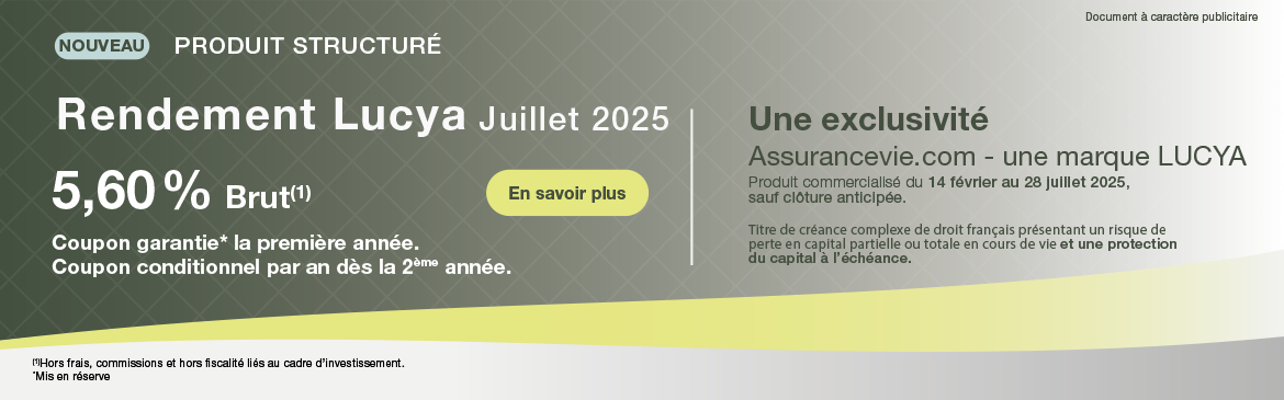Assurance vie en ligne :Rendement Lucya Juillet 2025