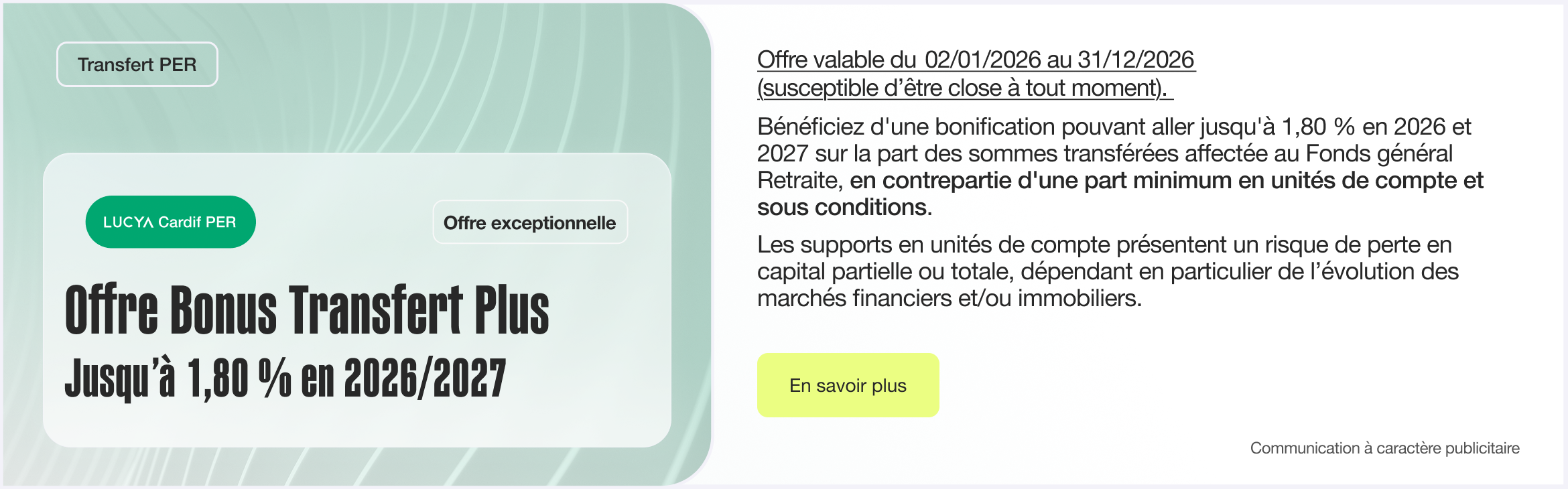 Assurance vie en ligne :Offre Bonus Transfert Plus Lucya Cardif PER 2026/2027