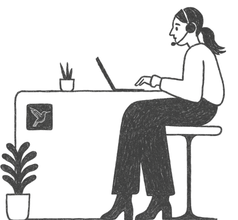 Illustration d'une conseillère Lucya au téléphone